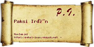 Paksi Irén névjegykártya